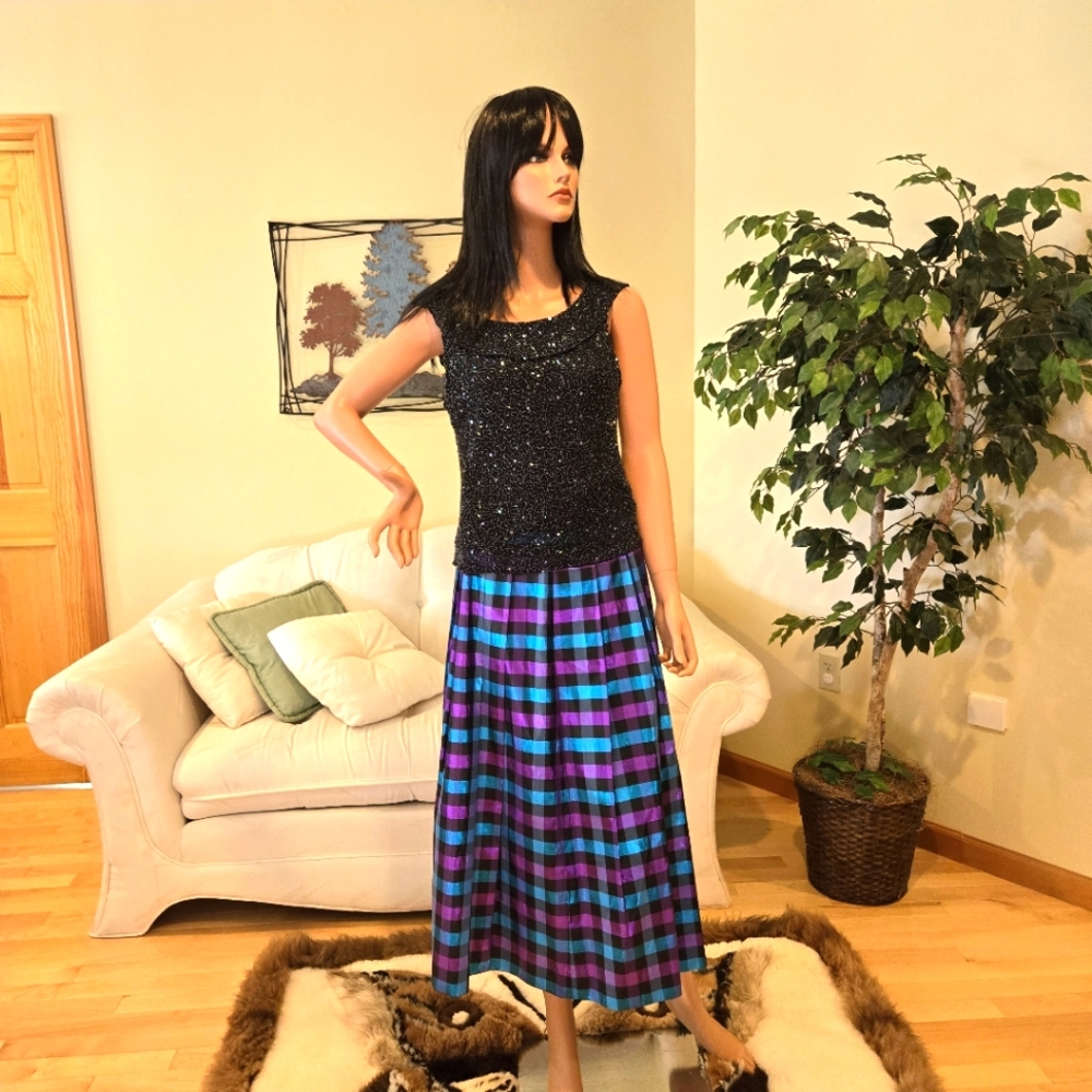 NWOT, Scala Black Beaded Silk Top with Ruffle, Formal, Party, Holiday, Size L - Picture 16 of 16